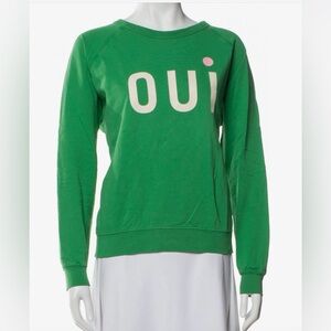 Anthropologie X Clare V Green 'OUI' Graphic Sweatshirt